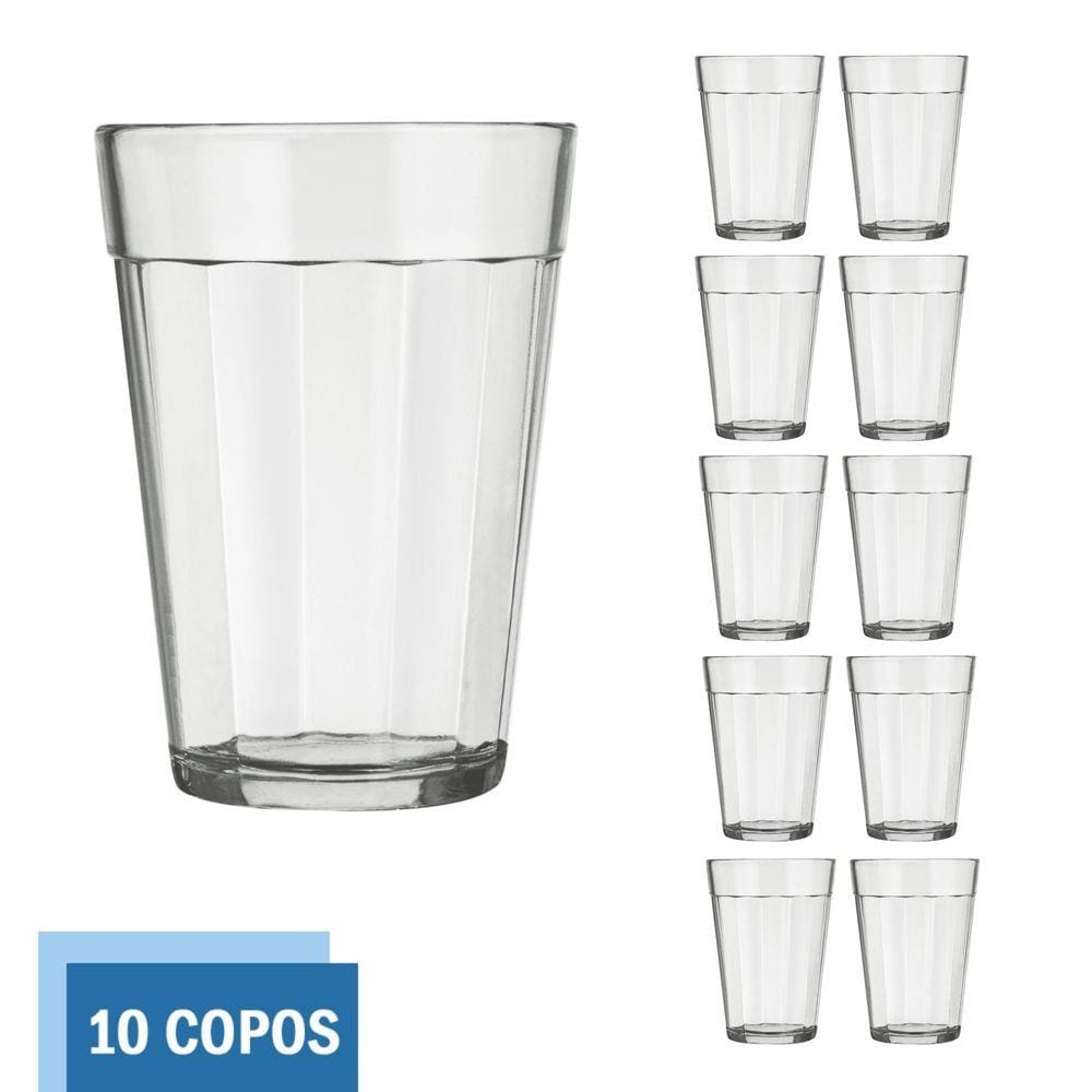 Kit 10 Copo Americano Vidro Cerveja 300ml Transparente Nadir