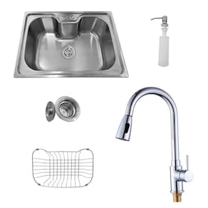 Kit Cuba Pia Gourmet Luxo Prizi Aço Inox 304 SB6042 + Torneira Gourmet Prizi Extensível Misturado Monocomando - KE-6012