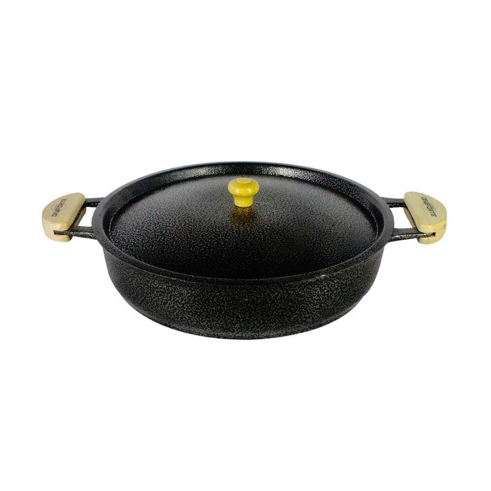 Frigideira Alumínio Fundido Craqueada Alça Meia Lua Preta 28cm