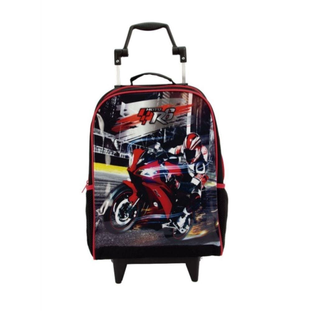 Mochila Infantil Viabags com Rodinhas - Moto de Corrida