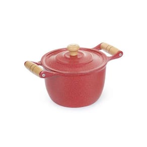 Caldeirão Alumínio Fundido Craqueado Alça de Madeira Vermelho 26cm