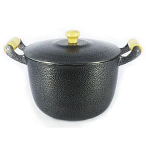 Caldeirão Alumínio Fundido Craqueado Alça de Madeira Preto 30cm