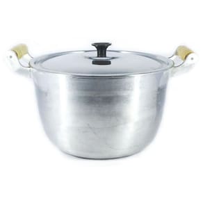 Caldeirão Alumínio Fundido Polido Alça de Madeira 32cm