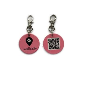 Tag de localização do seu pet QR-CODE integrado Cor Rosa