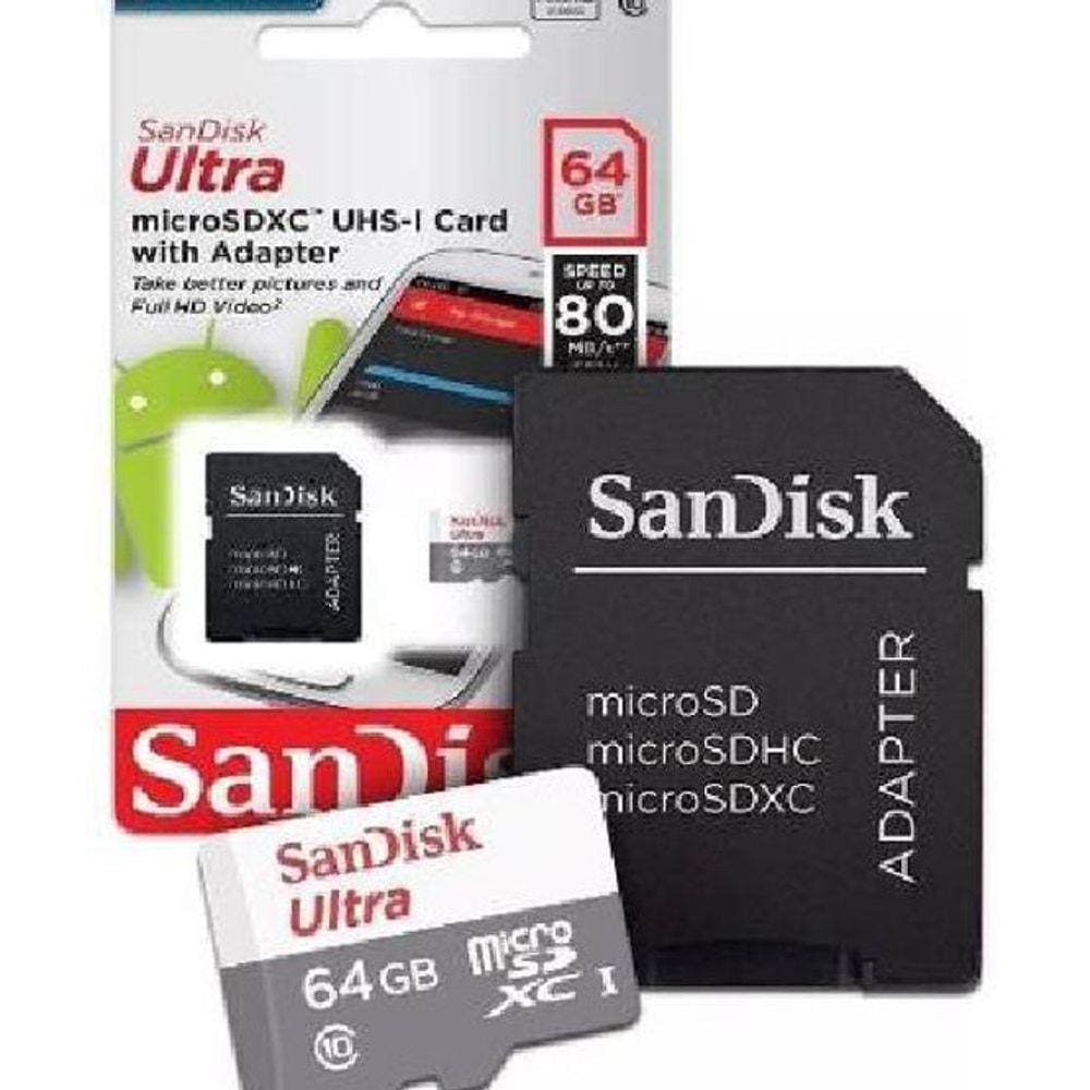 Micro Sd Ultra 64Gb Classe10 80Mbs Sandisk