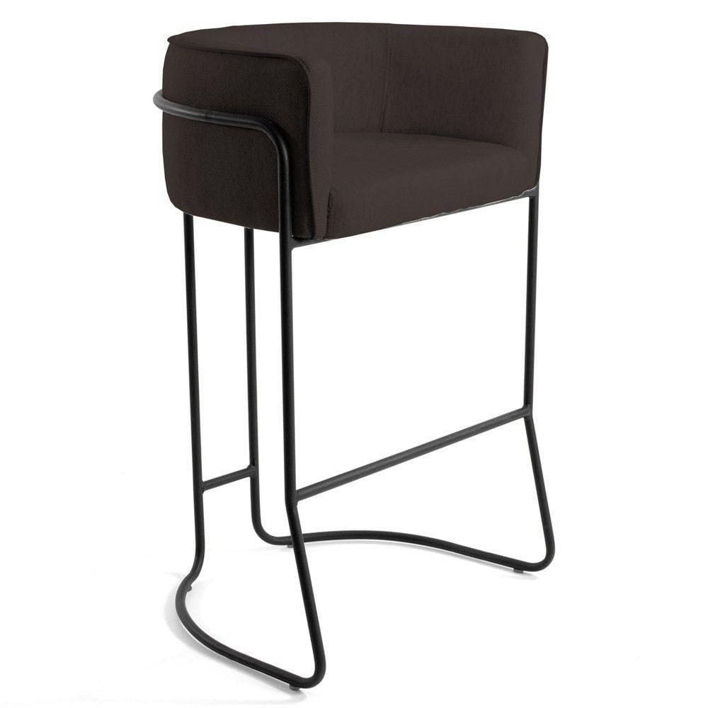 Banqueta Decorativa Base Aço Preto Marrom