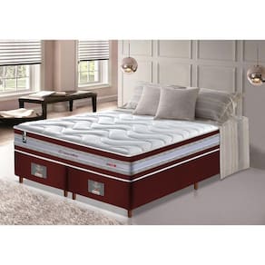 Conjunto Cama Box Queen de Molas Ensacadas D33 Cama inBox Select Firme 158x198x71 Vinho