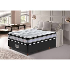 Conjunto Cama Box Solteiro de Molas Ensacadas D33 Cama inBox Select Firme 88x188x71 Preto