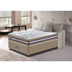 Conjunto Cama Box Solteiro de Molas Ensacadas D33 Cama inBox Select Firme 88x188x71 Bege