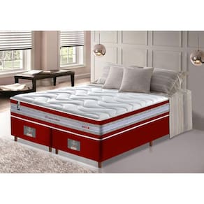 Conjunto Cama Box Queen de Molas Ensacadas D33 Cama inBox Select Firme 158x198x71 Vermelho