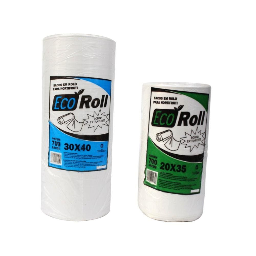 Bobina Saco Picotada Misto 20x35 e 30x40 Ecoroll Extra KIT 2