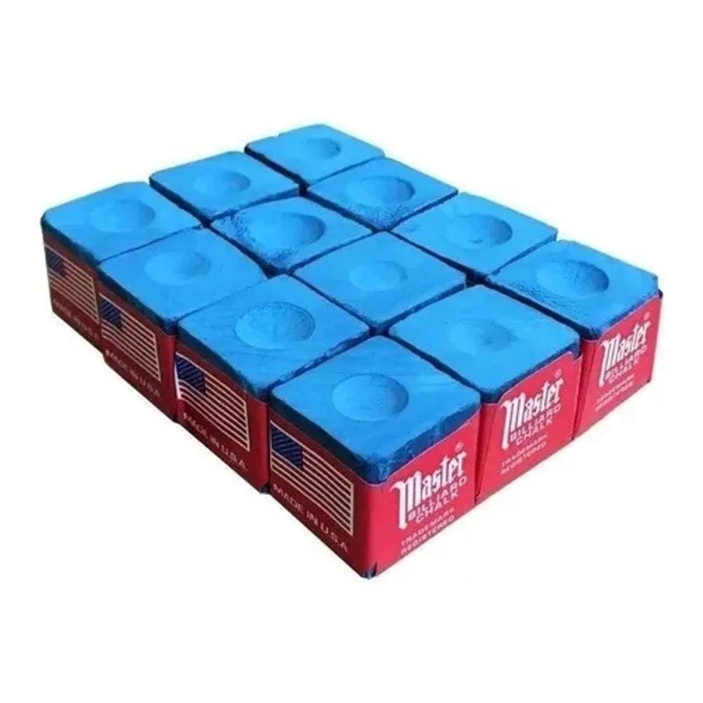 Giz Triangle Master Profissional Bilhar Sinuca 12 Unidades Azul