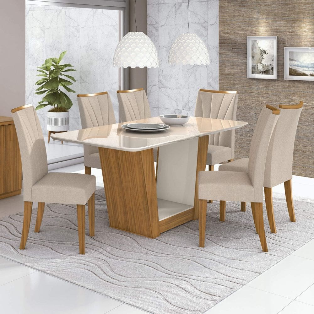 Conjunto Mesa de Jantar com 6 cadeiras - COLUMBIA