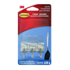 Gancho Adesivo para Utensílios 3M Command Transparente Mini - 3 unidades