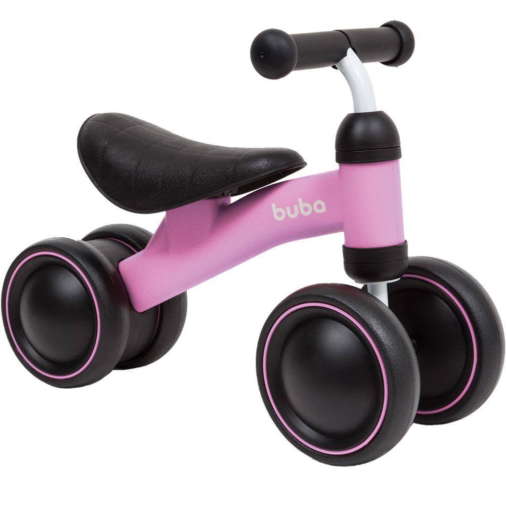 imagem-Bicicleta de Equilíbrio Buba 4 Rodas para Bebê Rosa