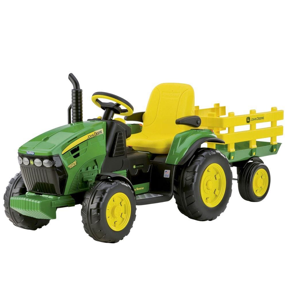 Trator amarelo e preto, trator Cartoon John Deere, trator dos