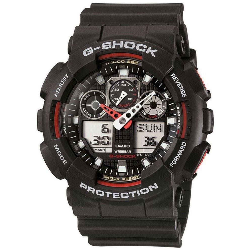Relógio G-Shock GA-100-1A4DR Preto/Vermelho