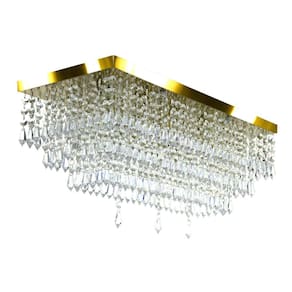 Lustre Luminária Queops Retangular 60x25 Cm Dourado Gold