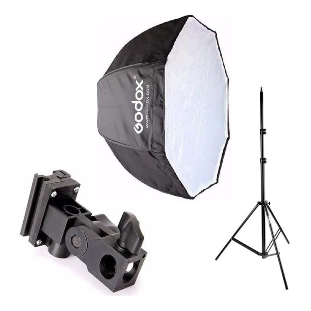 Godox Octabox 120cm Guarda Chuva + Suporte Flash + Tripé