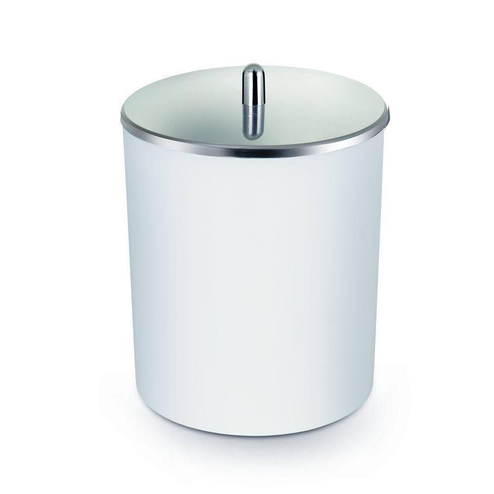 Lixeira 5L De Plástico Com Tampa Inox - Branca - Arthi - Branco