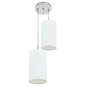 Pendente Cilindrica Duplo Cupula 14x25cm Branco Texturizado