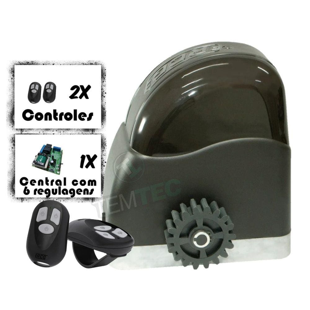 KIT MOTOR PORTÃO DESLIZANTE RCG AL 700Kg 1/2CV 127V ou 220V + 2 CONTROLES SEM CREMALHEIRAS