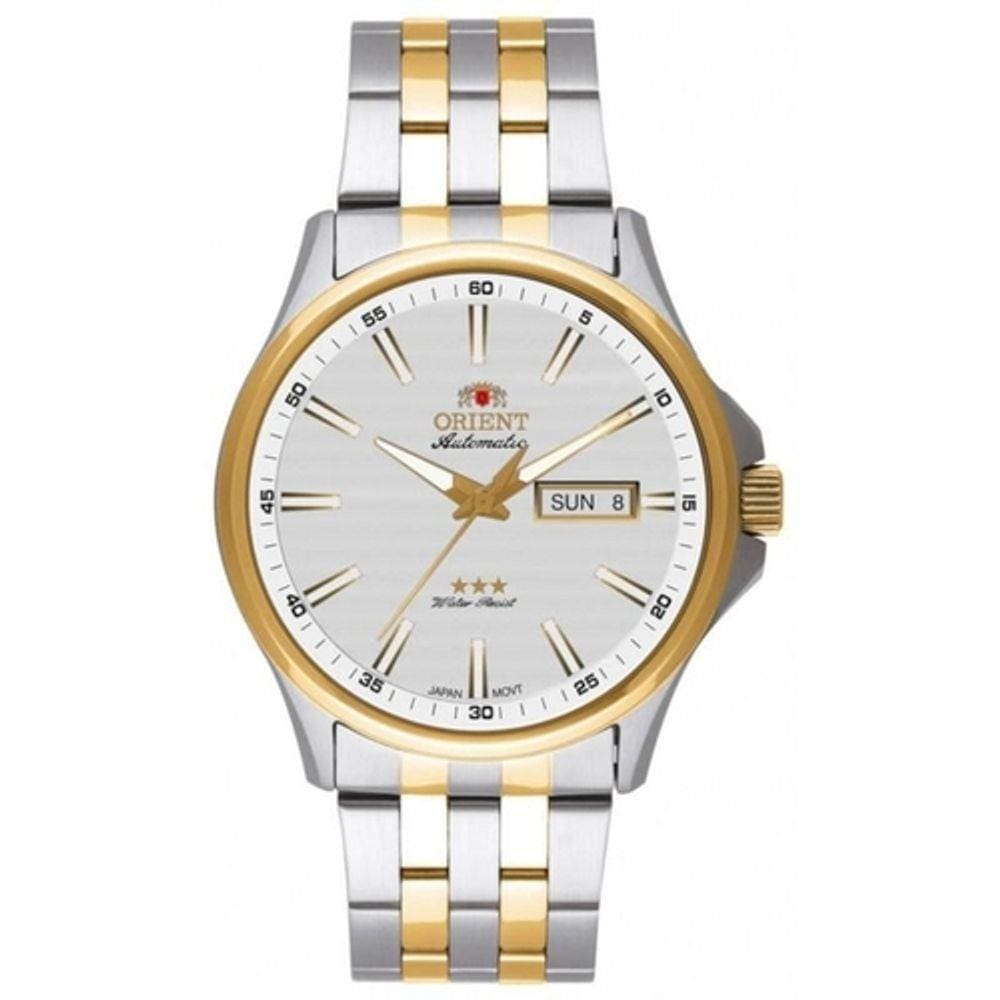 Relógio Orient Automático 469TT043F S1SK Pulseira de Aço Prata e Dourado