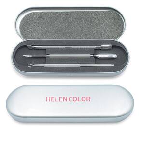 Kit De Estojo Com 3 Espátulas Inox Para Unhas E4 Helen Color