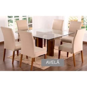 Capa para cadeira Lisa kit 8 lugares malha - Avelã