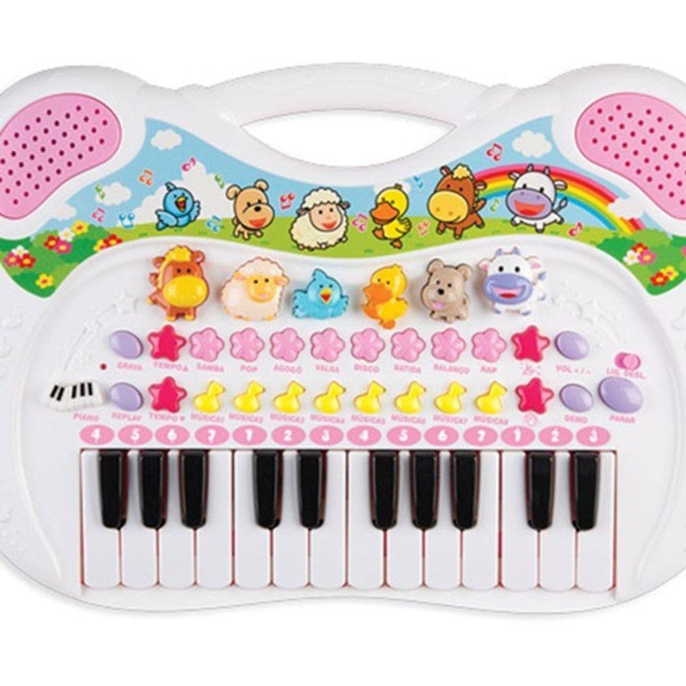 Piano infantil musical azul menino divertido gravador braskit