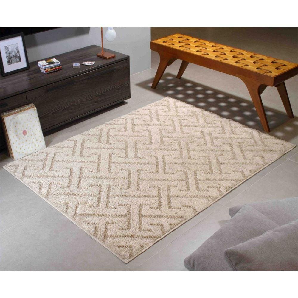 Tapete Sala Relevo Jazz Perola 1,00 X 1,50