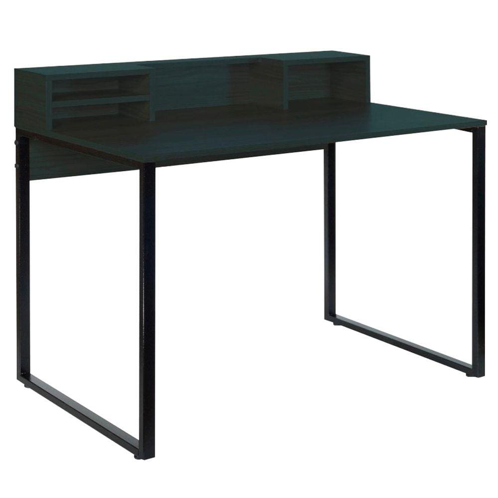 Mesa escrivaninha 100cm pé quadrado Mart Home MH21PT com nichos Preta
