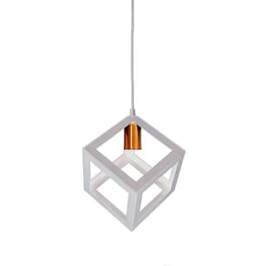 Pendente Decorativo Cube Conti Iluminação Branco/Cobre Fosco