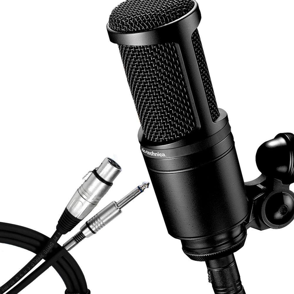 Microfone Condensador Audio Technica AT2020 + Cabo XLR de 5m | Casas Bahia