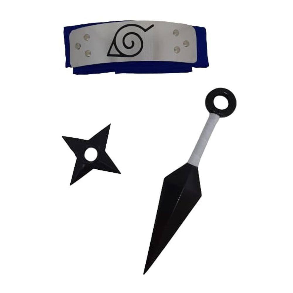 Kit Kunai & Bandana Naruto Boruto + Colar Akatsuki & Konoha Aldeia da Folha