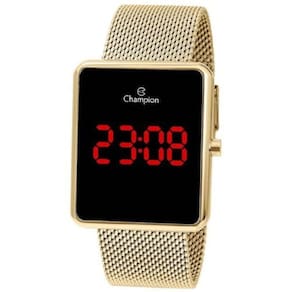 Relogio Quadrado Digital Dourado Champion Ch40080v