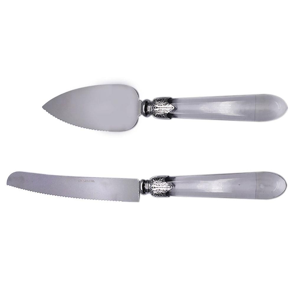 Conjunto 2 Peças para Bolo Aço Inox Cabo Plástico Destiny Transparente