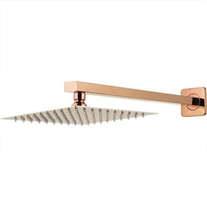 Ducha Chuveiro Slim Prizi Quadrado 20x20cm Inox 304 Rose com Braço