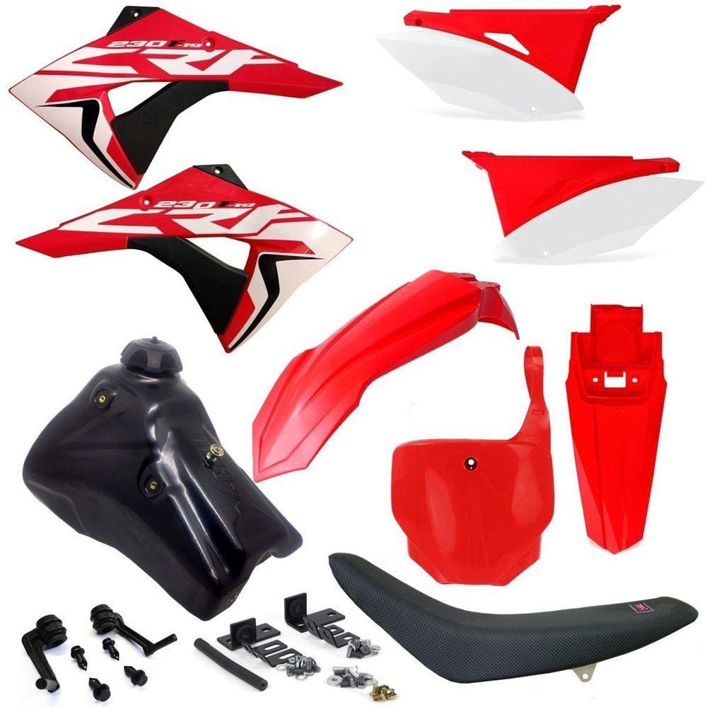 Kit Plástico Carenagem Number X cell Crf 230 2007 2008... Tanque 7 Litros