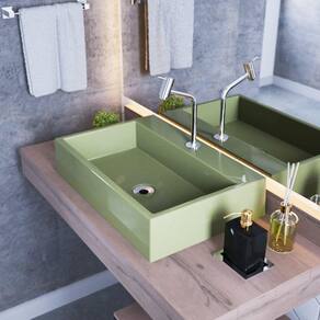 Kit Cuba RT55 Com Torneira Pratika 1060 Metal 1/4 Volta Compace Verde Acqua