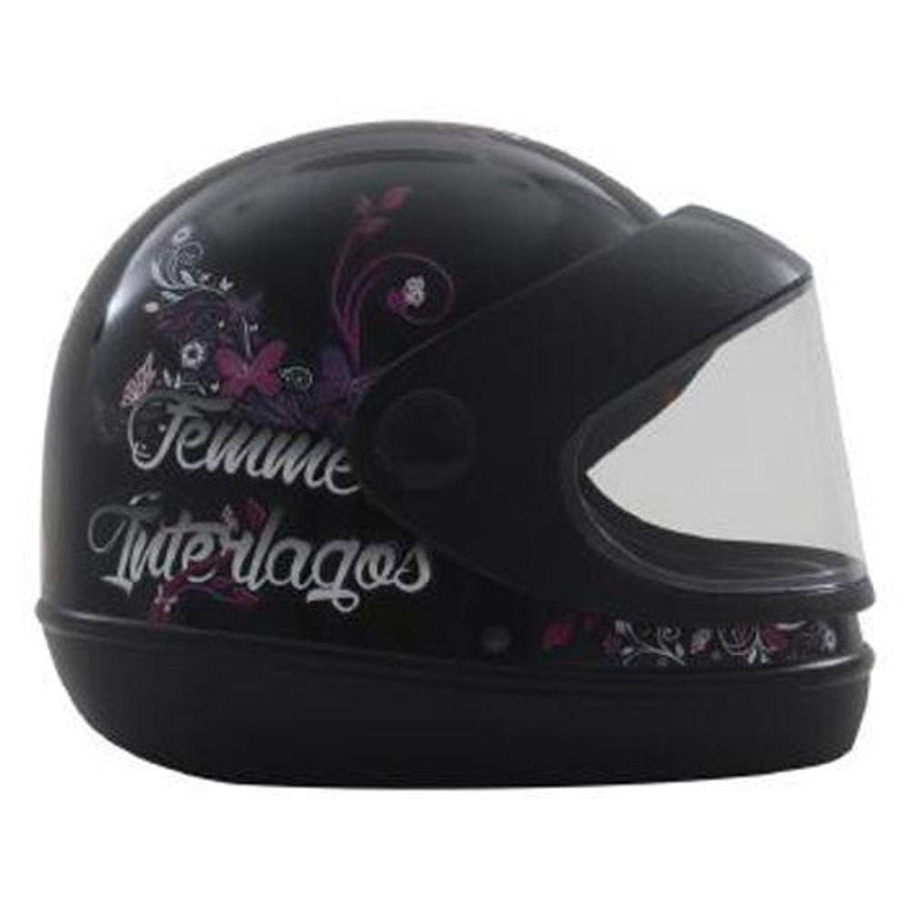 Capacete Moto Interlagos Feminino Gow N°58 Preto