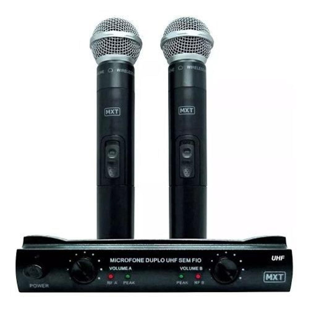 Microfone S/ Fio Duplo Mão Uhf Mxt302