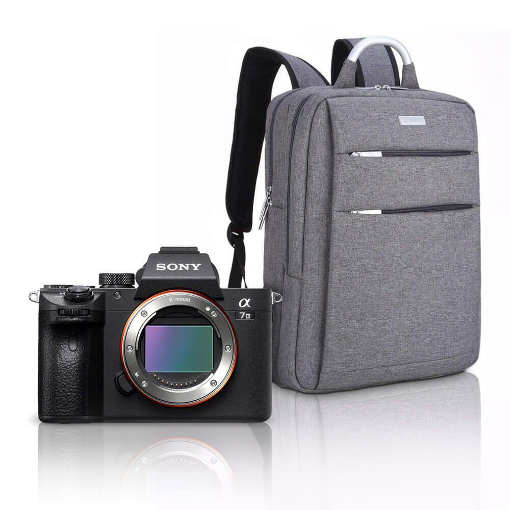 Kit Sony a7III Mirrorless + Mochila Profissional à Prova D`Água e Laptop