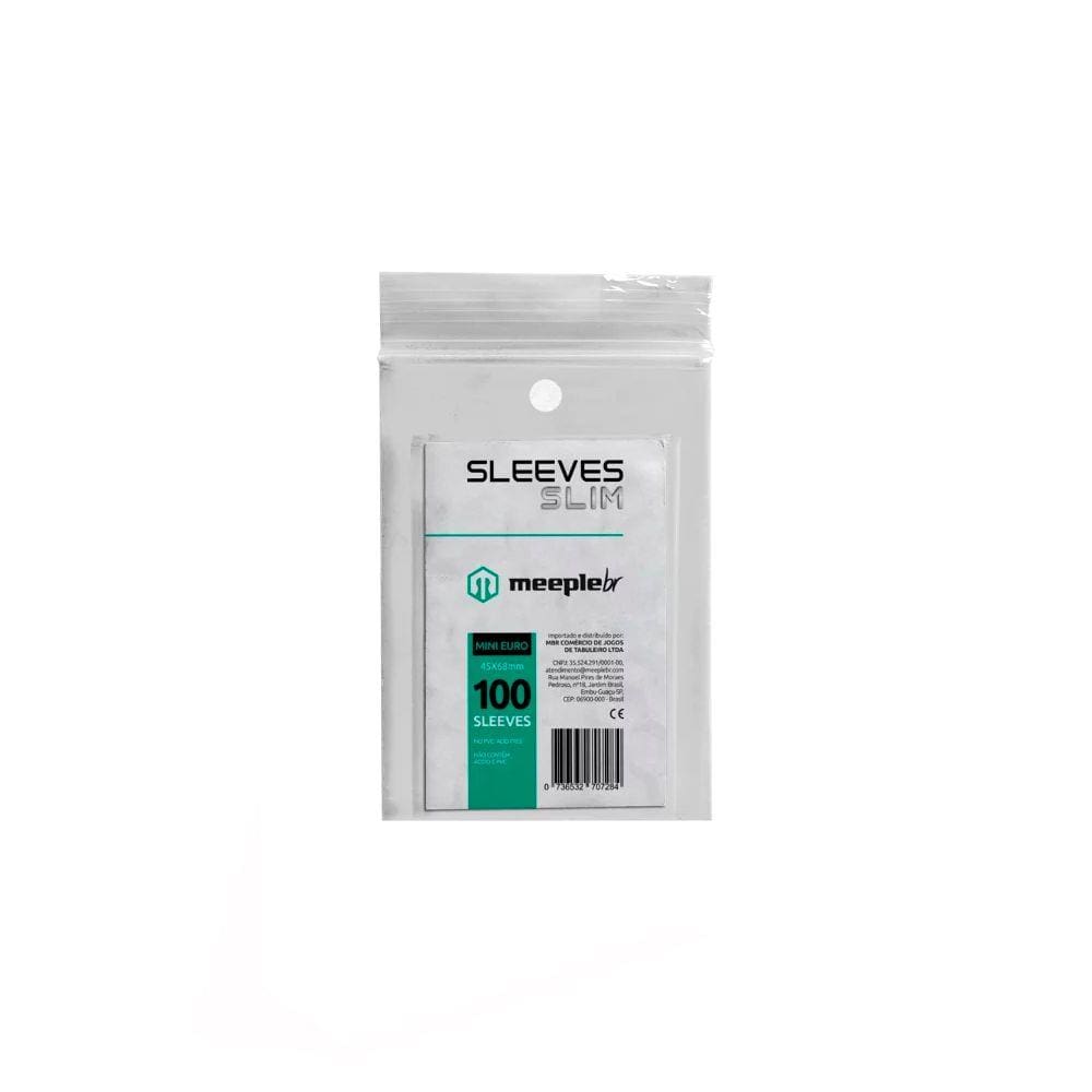 Sleeves Slim Mini Euro 45 X 68mm 100 unidades Meeple BR