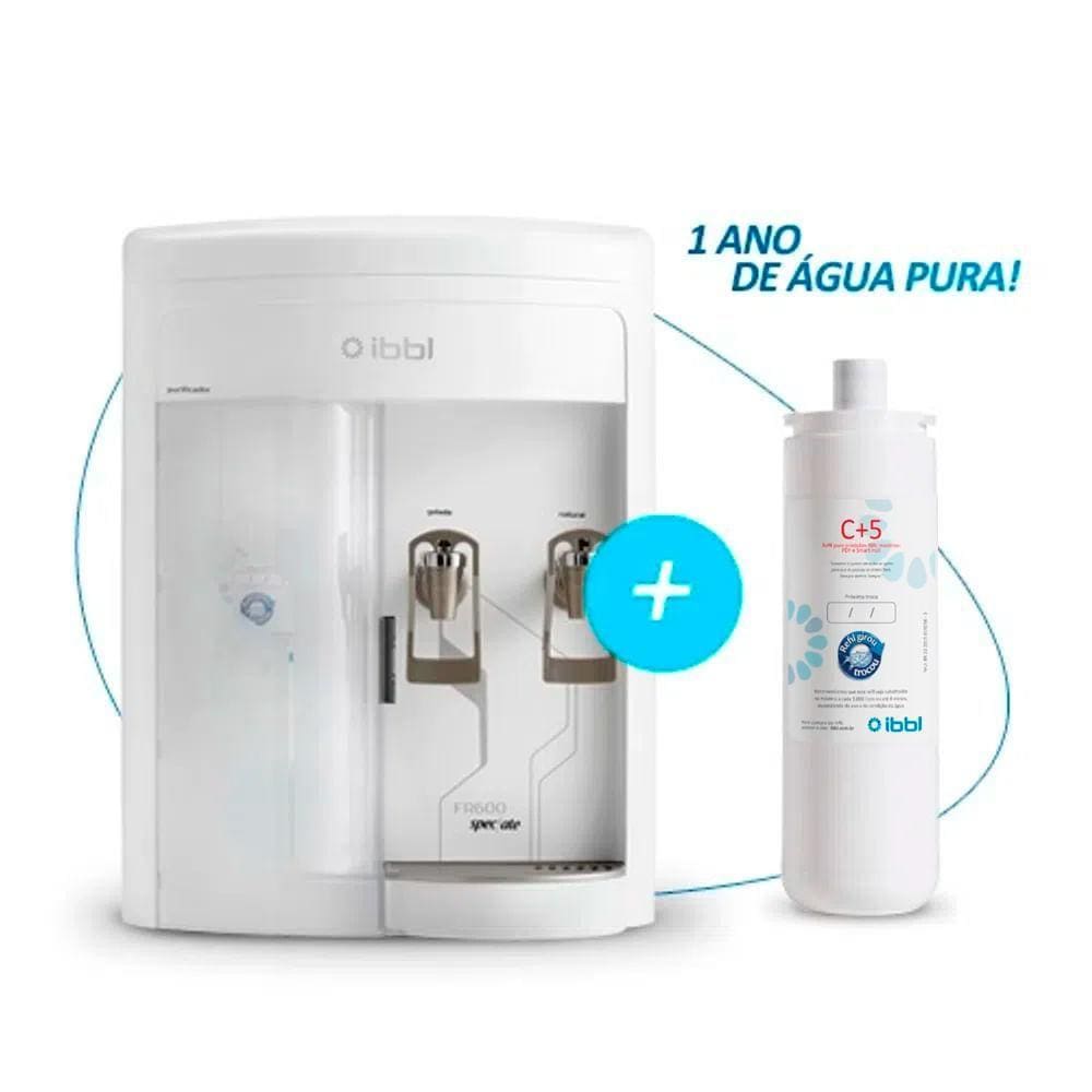 Kit 1 Ano IBBL - Purificador de Água FR600 Speciale Branco 110V + Filtro Refil Girou Trocou C+5 24010003 | 52011001