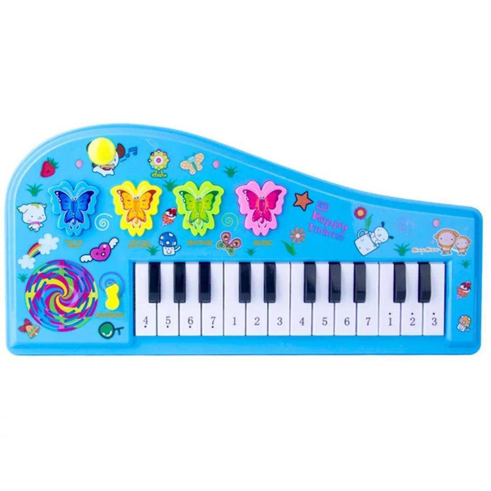 Piano infantil musical azul menino divertido gravador braskit