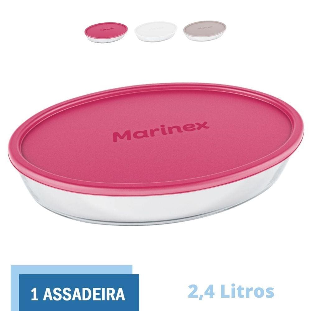 Assadeira Vidro Temperado C Tampa Vai ao Forno 2,4L Marinex