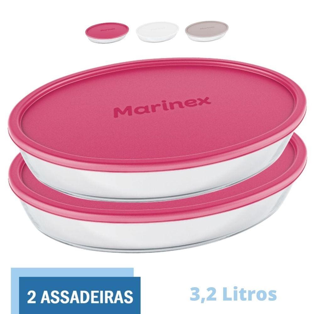 Assadeira de Vidro Temperado Com Tampa 3,2L Marinex - 2 Un