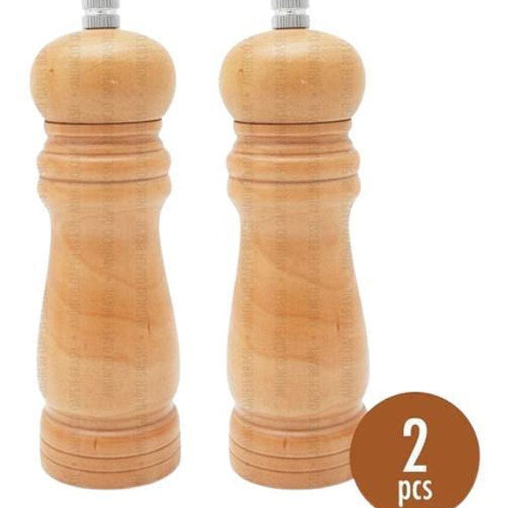 Kit 2 Moedores Madeira Engrenagens Cerâmica Sal E Pimenta