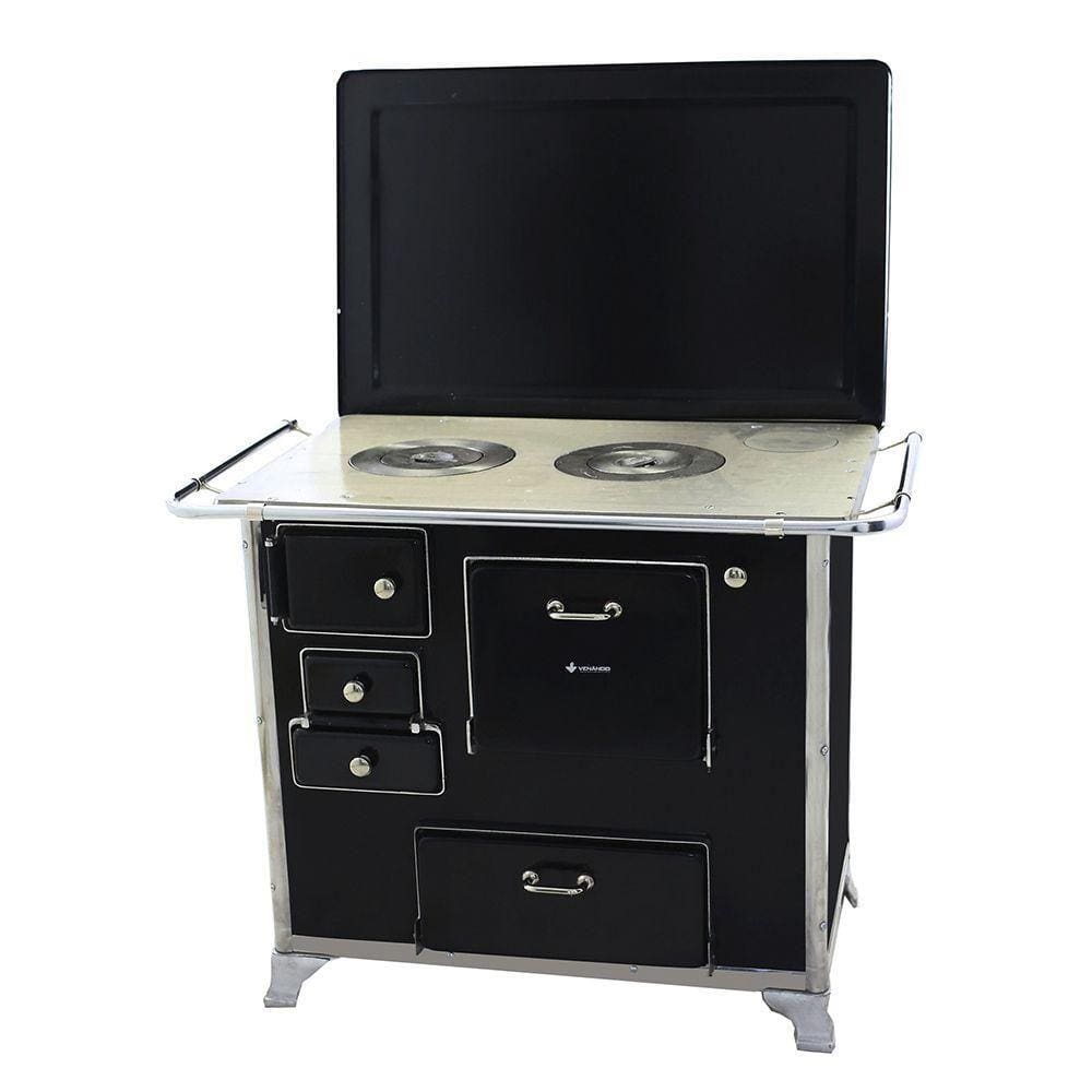Fogão a Lenha Tradicional 02 Venâncio Gabinete com Tampa Preto 2gdtpr